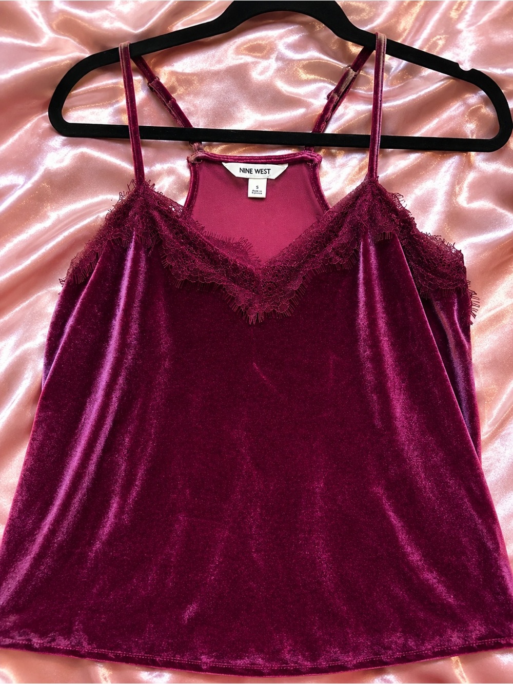 Nine West Deep Berry Velvet Lace Cami